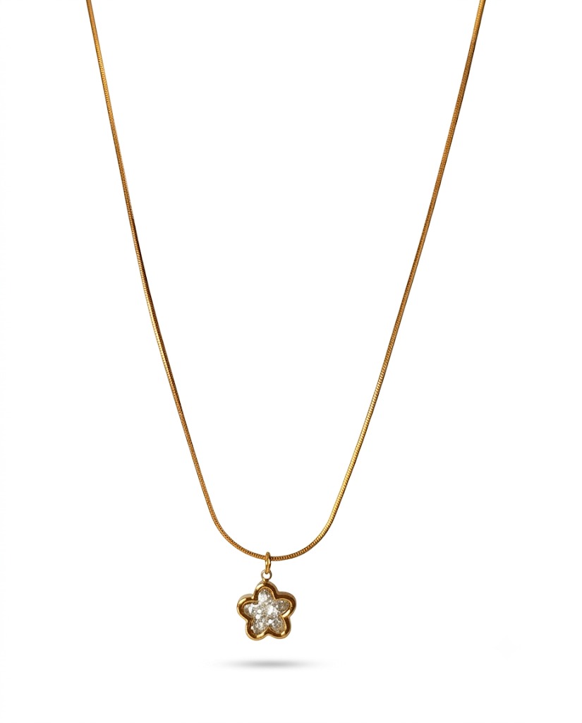 Pave Crystal Flower Necklace
